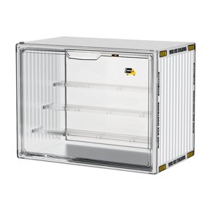 Magideal - Visualización De Visualización Acrílica Para La Visualización De Obstáculos De Recolección De La Pantalla De Figura Con Puerta Apilable Para Juguetes Blanco Pequeño