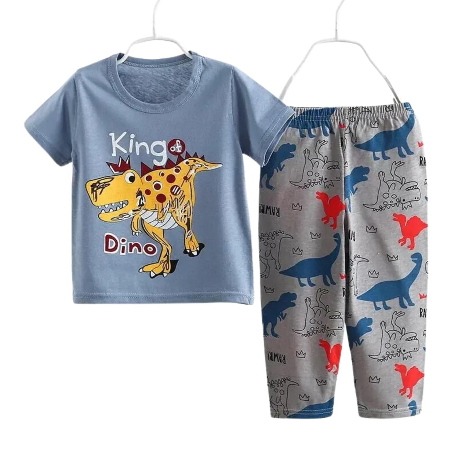 Kivara - Pijama Pantalon Largo Manga Corta Niño Algodón King Dino Multicolor 18