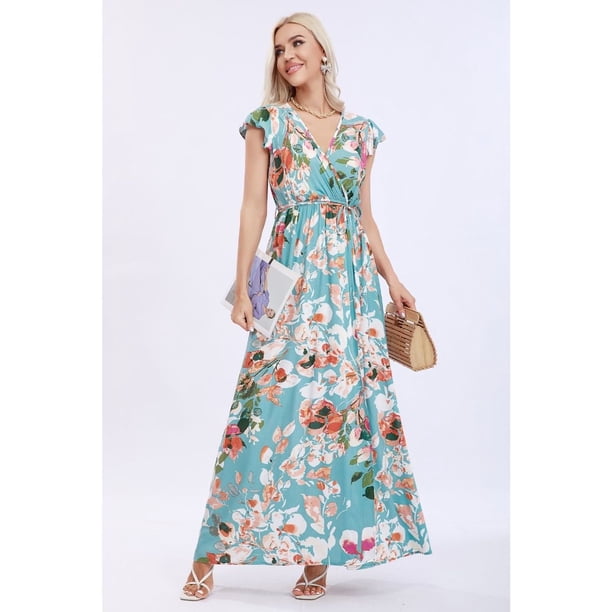 Vestido Largo Primavera Mujer Maxi Vestido Tendencia Flores 266