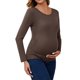 thumbnail image 4 of INSPIRE CHIC Camisetas de Maternidad para Mujeres con Fruncidos, Camisas de Manga Larga, Blusas Casuales, Camiseta Básica, Ropa 2025, Talla Grande, Color Café, 4 of 6