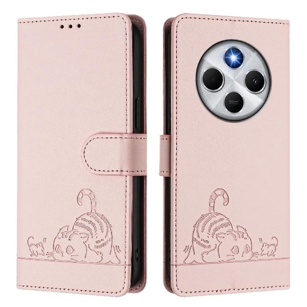 Funda tipo cartera FOXDOCK para Xiaomi POCO C75 con soporte, ranuras, RFID, diseño de gato