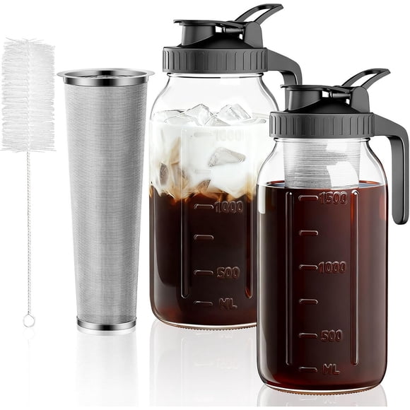 Set de 2 cafeteras para cold brew VA1KENE, jarra Mason de 64 oz con filtro