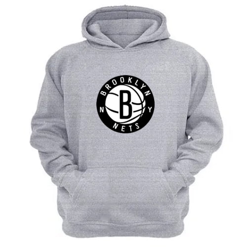 Polerón Canguro Brooklyn Nets Gris Claro Talla L Unisex