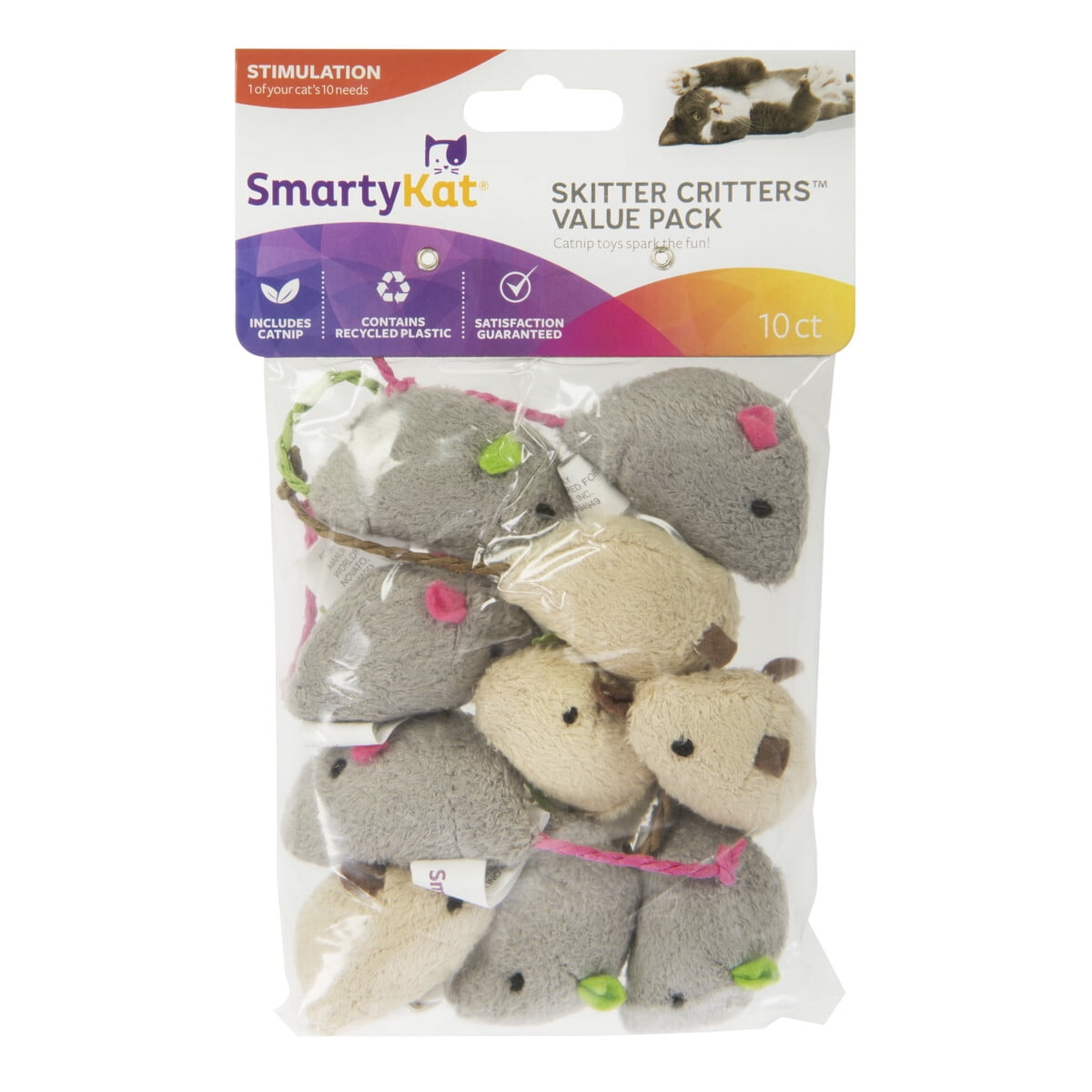 Juguete Gato Smartykat Skitter Critters 10 Ratones Catnip