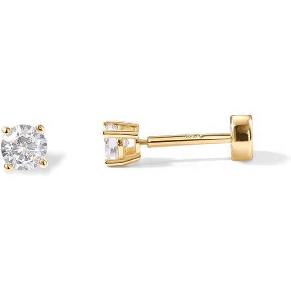 Aros PAVOI CZ Flat Back Baño de Oro 14K