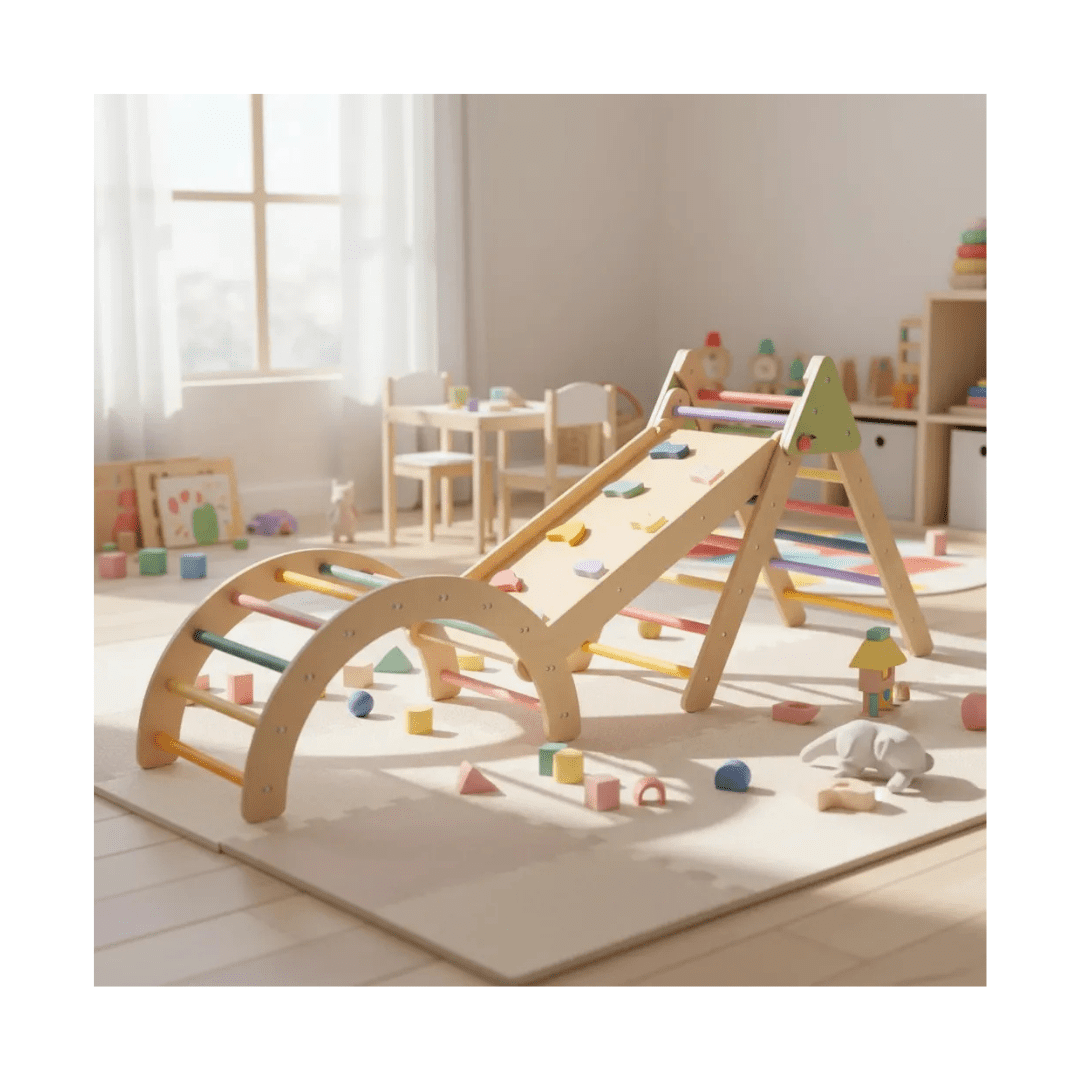 Lyonbaby - Kit Triangulo Pikler Y Balancin Con Rampa Montessori 5 En 1