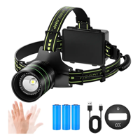 Genérico - Linterna Frontal Led Recargable,Con Sensor Y Luz De Aviso