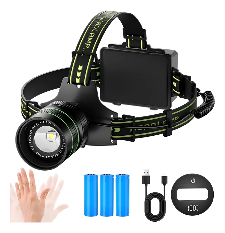 Genérico - Linterna Frontal Led Recargable,Con Sensor Y Luz De Aviso