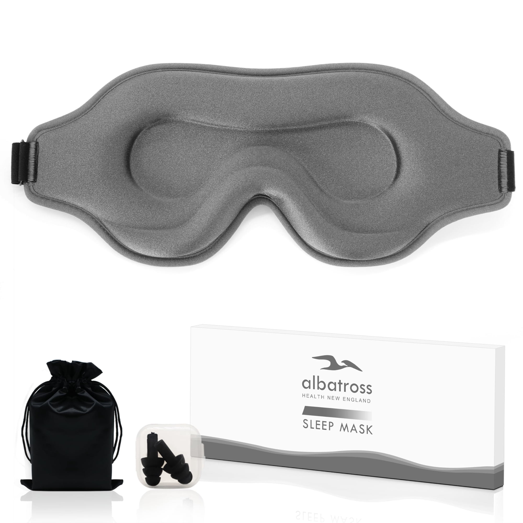 Antifaz Para Dormir Albatross Health Para Quienes Duermen De Lado, Ajustable, Gris