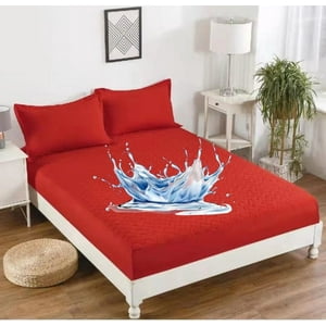 Aladdins Shop - Cubrecolchon Forro Impermeable Para Cama 2 Plazas Color Rojo