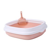 Magideal - Caja De Arena Para Gatos Semicerrada, Bandeja Para Perros Con Bandeja De Cama Elevada, Caja De Arena De Fácil Limpieza, Inodoro Portátil Duradero Para Rosa Medio