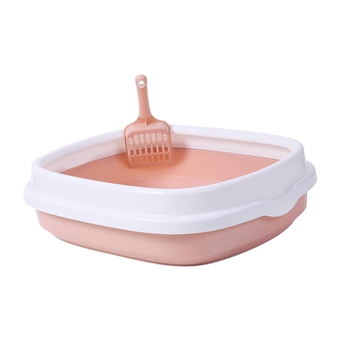 Magideal - Caja De Arena Para Gatos Semicerrada, Bandeja Para Perros Con Bandeja De Cama Elevada, Caja De Arena De Fácil Limpieza, Inodoro Portátil Duradero Para Rosa Medio