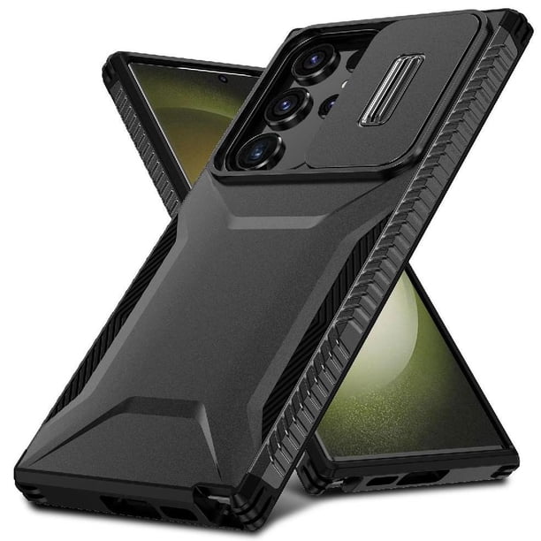 Funda Resistente para Samsung Galaxy S23 Ultra con Tapa Deslizante y Protección Militar Negro