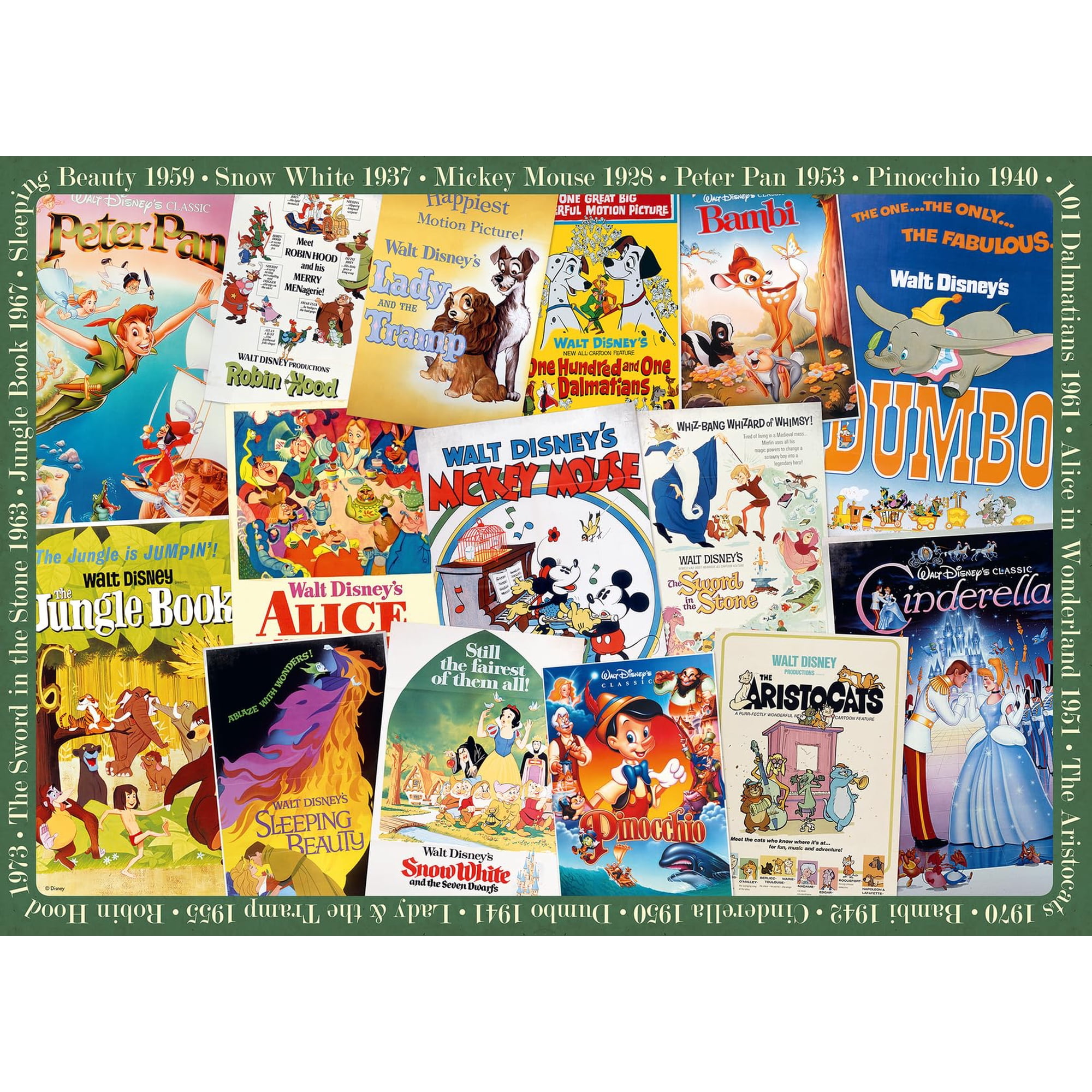 Pósters De Películas Vintage De Disney De Puzzle Ravensburger, 1000 Piezas
