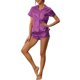 thumbnail image 2 of INSPIRE CHIC Conjunto de Pijama de Satén para Mujer Regreso a Clases Manga Corta con Botones Ropa de Dormir y Conjunto de Pantalones Cortos de Loungewear Sedoso L Púrpura, 2 of 6