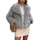 thumbnail image 2 of INSPIRE CHIC Abrigos de Piel Sintética para Mujer Mangas Largas Peludas Cuello con Solapa Forro Suave Sobredimensionado con Bolsillos Chaquetas de Invierno Cálidas Talla Extra Grande Gris Claro, 2 of 6