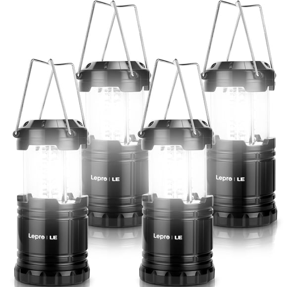 Linternas LED Lepro, funcionan con pilas, para acampar, plegables, paquete de 4