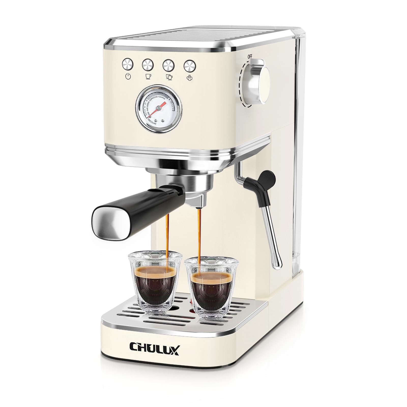 Máquina De Café Espresso Chulux Slim Con Espumador De Leche Y Bomba De 20 Bares