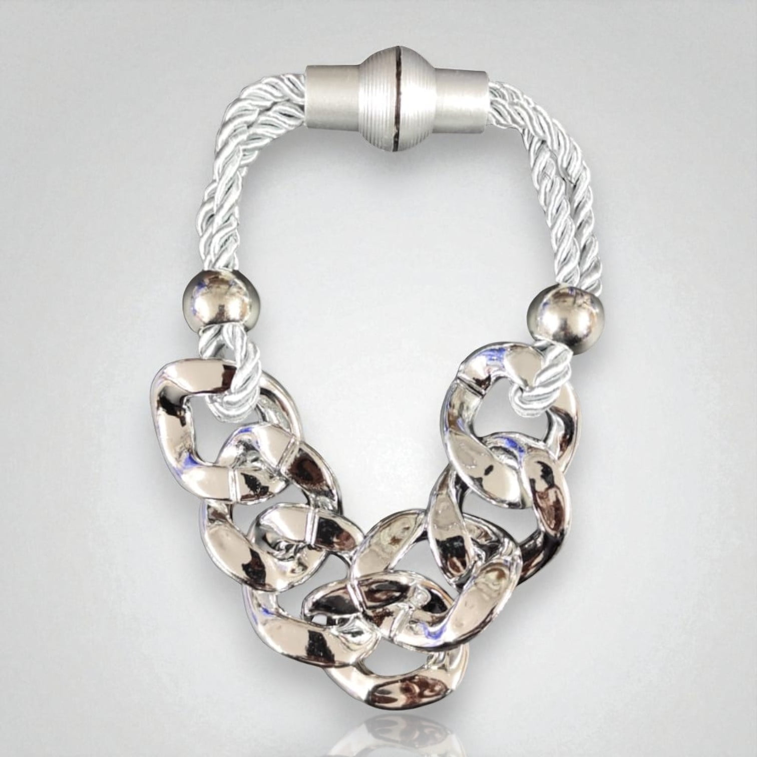 Pack De 02 Sujetadores Cadena Magnéticas Para Cortinas Plata