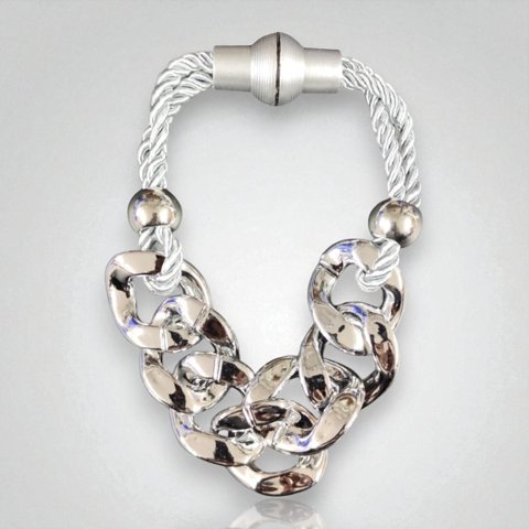 Pack De 02 Sujetadores Cadena Magnéticas Para Cortinas Plata