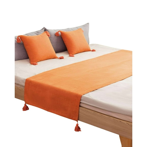 Piecera Sin Fundas Con Pompones Naranja
