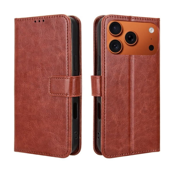 Funda tipo libro para iPhone 17 Pro Max, cartera todo‑en‑uno, funda multifuncional con tarjetero y correa de muñeca desmontable