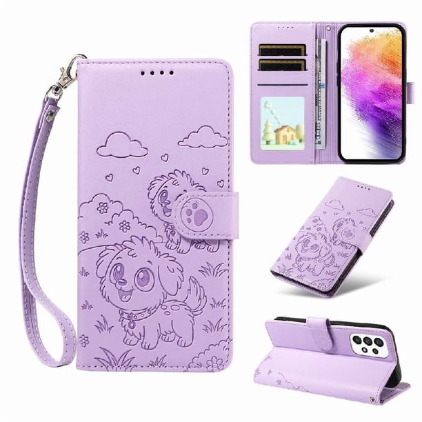 Funda Billetera FOXDOCK Compatible con Samsung Galaxy A73 5G, Diseño Perrito Tierno, Ranuras para Tarjetas y Soporte Plegable