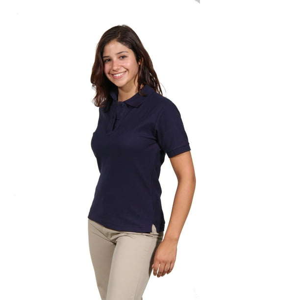 Polera Pique Mujer Manga Corta Azul Marino Protección Uv