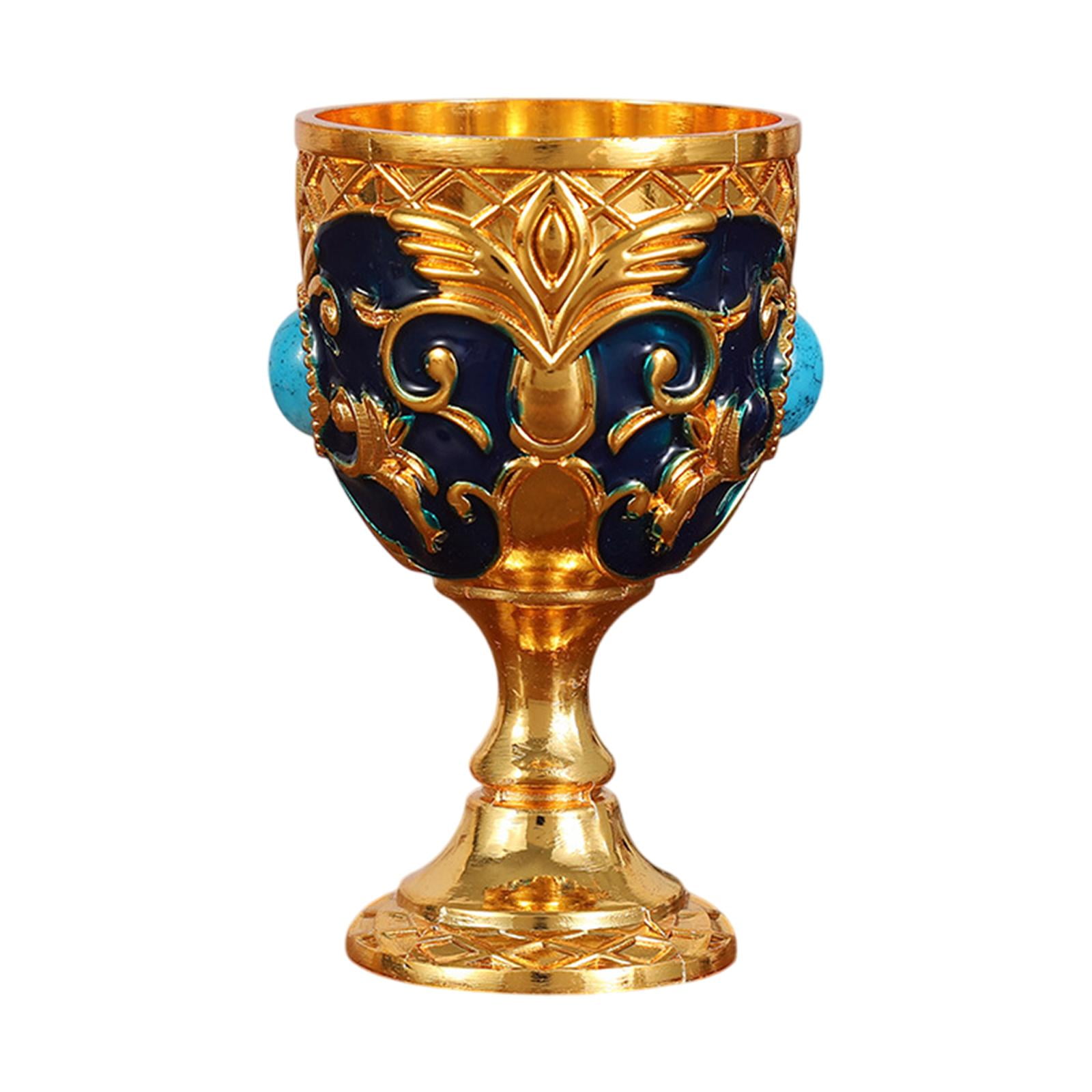 Bothyi - Copa Medieval Vintage, Regalo De Aniversario, Novedosa Decoración Multiusos Para Escritorio, Dorada Y Azul.