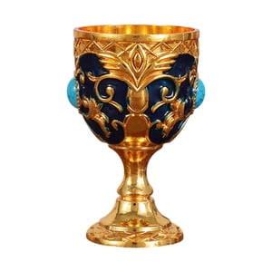 Bothyi - Copa Medieval Vintage, Regalo De Aniversario, Novedosa Decoración Multiusos Para Escritorio, Dorada Y Azul.