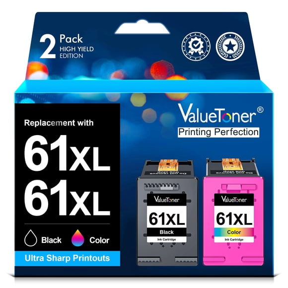 Cartuchos de tinta Valuetoner remanufacturados HP 61XL, paquete de 2