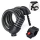 thumbnail image 1 of Candados para bicicletas con cable en espiral, seguro, reiniciable, con combinación y soporte de montaje, 1 of 8