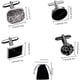 thumbnail image 2 of Juego de 4 pares de gemelos retro para camisa de hombre, negros, redondos, cuadrados, con nudo clásico, a rayas francesas, para traje, camisa, boda, negocios, graduación, regalo de joyería., 2 of 7