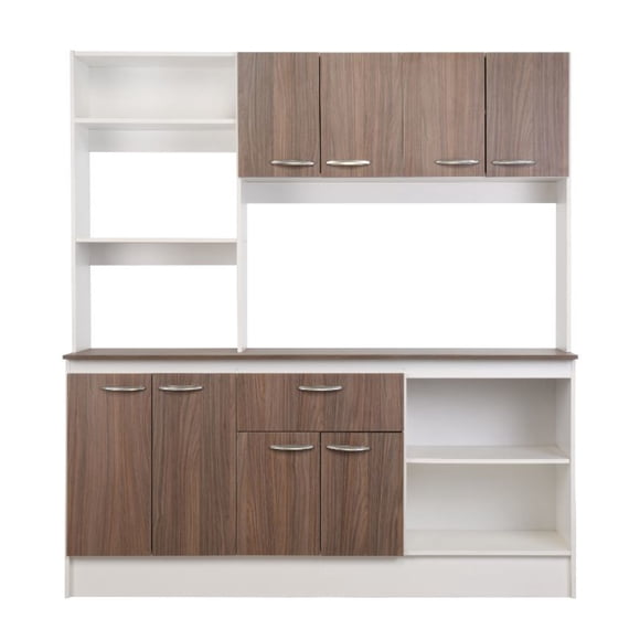 Kit Cocina Julieta 8 Puertas 1 Cajon Nogal - Blanco