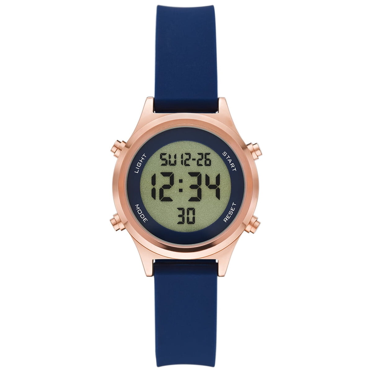Reloj Digital Time And Tru Rose Gold Correa Silicona Azul