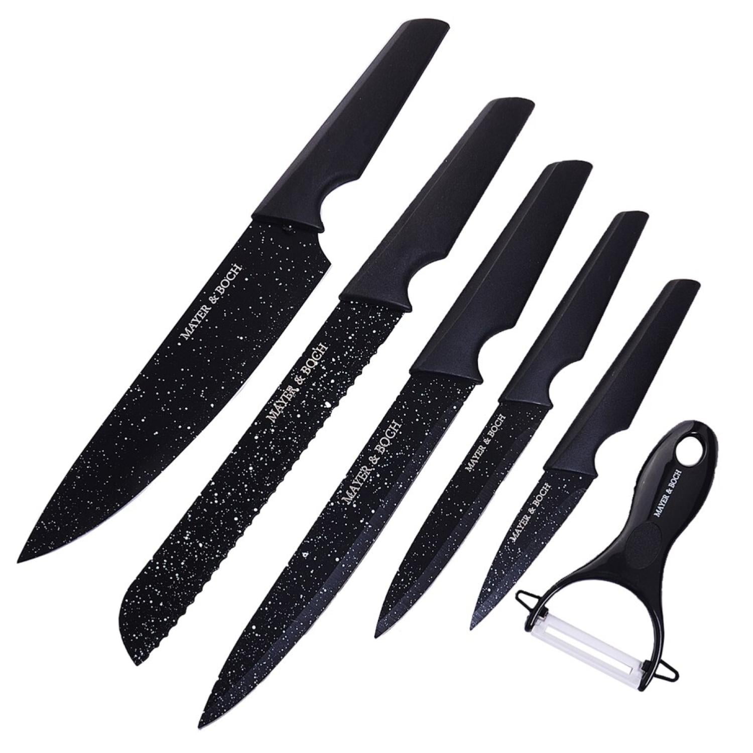 Total Click - Set De Cuchillos Profesionales Con Pelador Negro