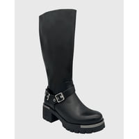 Danicolle Calzado - Bota Para Mujer, Negra Bajo La Rodilla Correa Con Hebilla