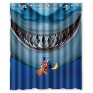 Pinghai - Cortina De Ducha De Tiburón Bruce Buscando A Nemo, Juego De Cortina De Baño Con Ganchos, Tamaño 60 X 72 Pulgadas