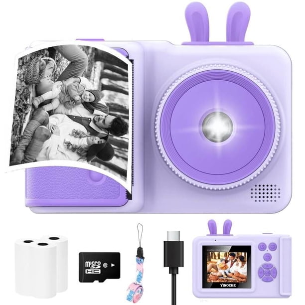 Cámara infantil con impresión instantánea YINOCHE KC5 con tarjeta SD de 8 GB, color morado