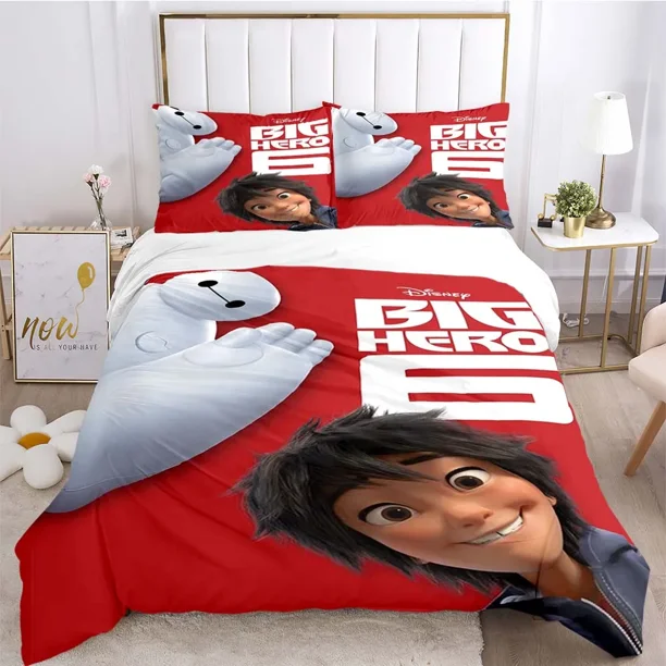 x2238 Bed SheetsBig Hero Pattern Quilt Cover With Pillowcases Microfiber Digital Printed Bedding Set Twin Full 3-Piece Bedding Set (1 Duvet Cover + 2 Pillow Shams) nj2238