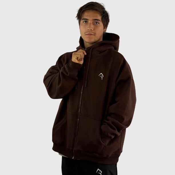 Poleron Zip Relax Cotton Habano Hombre Konko