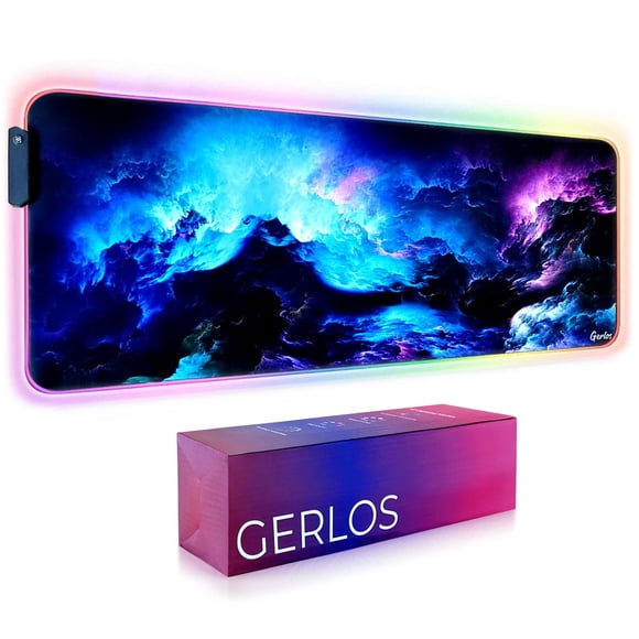 Alfombrilla de ratón Gerlos 80 x 30 cm RGB con LED – Tapete de escritorio grande