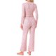thumbnail image 3 of INSPIRE CHIC Conjuntos de Pijama para Mujer Estampado de Cerezas Cuello en V con Volantes Manga Larga Top y Pantalones 2 Piezas Ropa de Casa L Rosa, 3 of 5