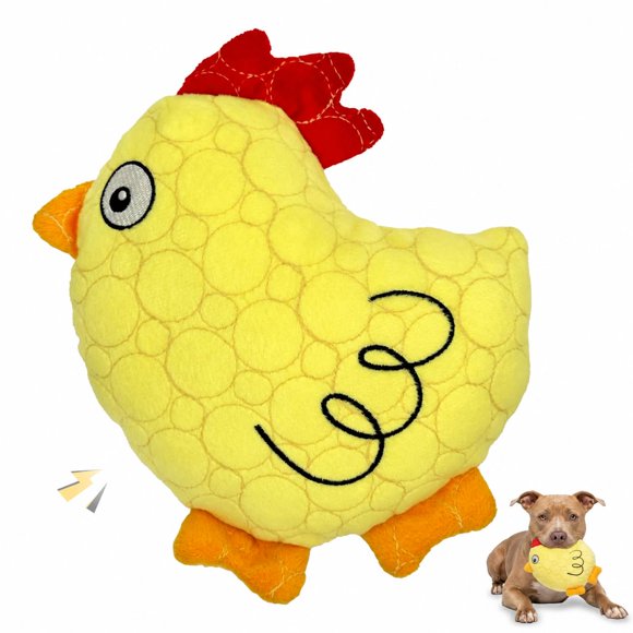 Juguete para perro Bite Force Pollo amarillo con silbato