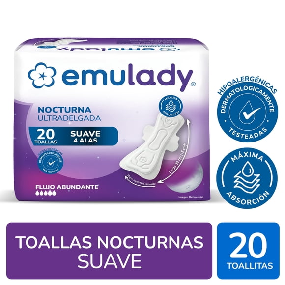 Toallas higiénicas nocturna suave 20un, 20 Un