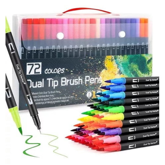 Partyglobos - Lettering 72 Colores Dual Tipbrush Pens Plumon Doble Pincel