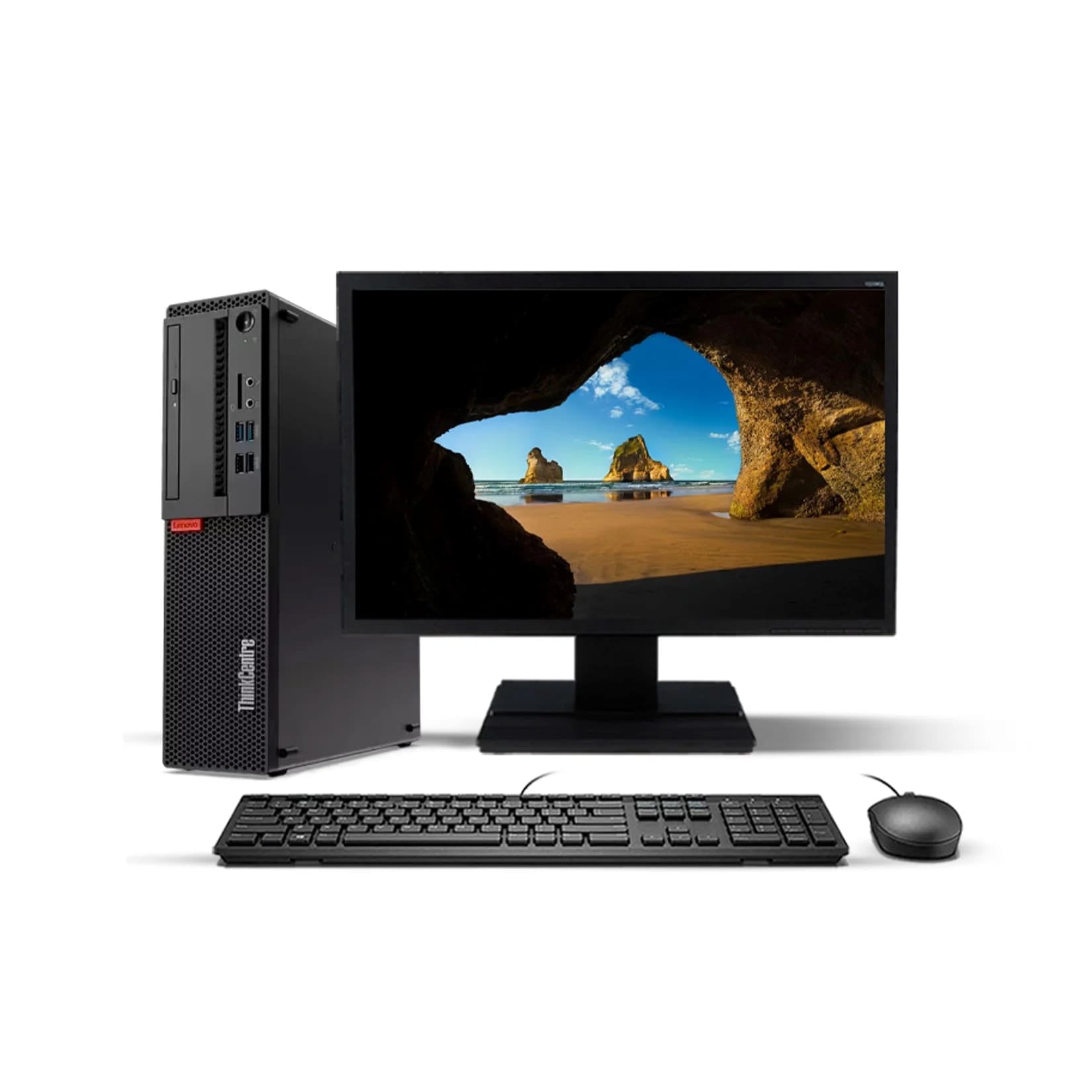 Kit Monitor + Pc Lenovo Thinkcentre M725s Sff (ryzen 7 Pro 2700 16gb 512gb Ssd) + Nvida Geforce Gt730 (2gb Video) Reacondicionado