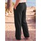 thumbnail image 3 of INSPIRE CHIC Pantalones de Lino Ligeros de Playa para Hombre con Cordón Recto XXL Negro, 3 of 5