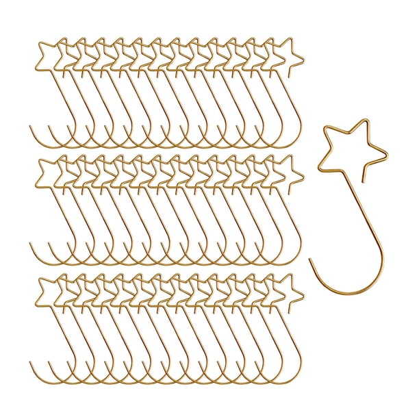 100 Uds. Ganchos para árbol de Navidad con forma de estrella, ganchos para adornos navideños para fiestas, suministros de Navidad, perchas para árbole Oro
