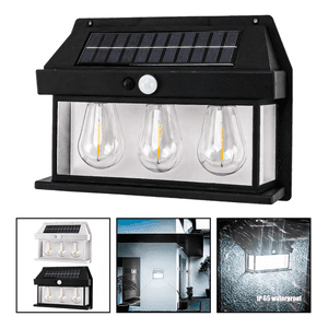 Genérico - 6 Farol Solar Aplique Pared 3 Ampolletas Led Sensor Luz Fría